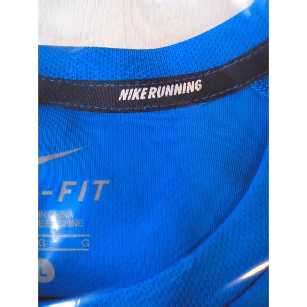 Nike Running Dri-FIT Shirt Mens Large Blue Short Sleeve Performance Tee L - Picture 8 of 8